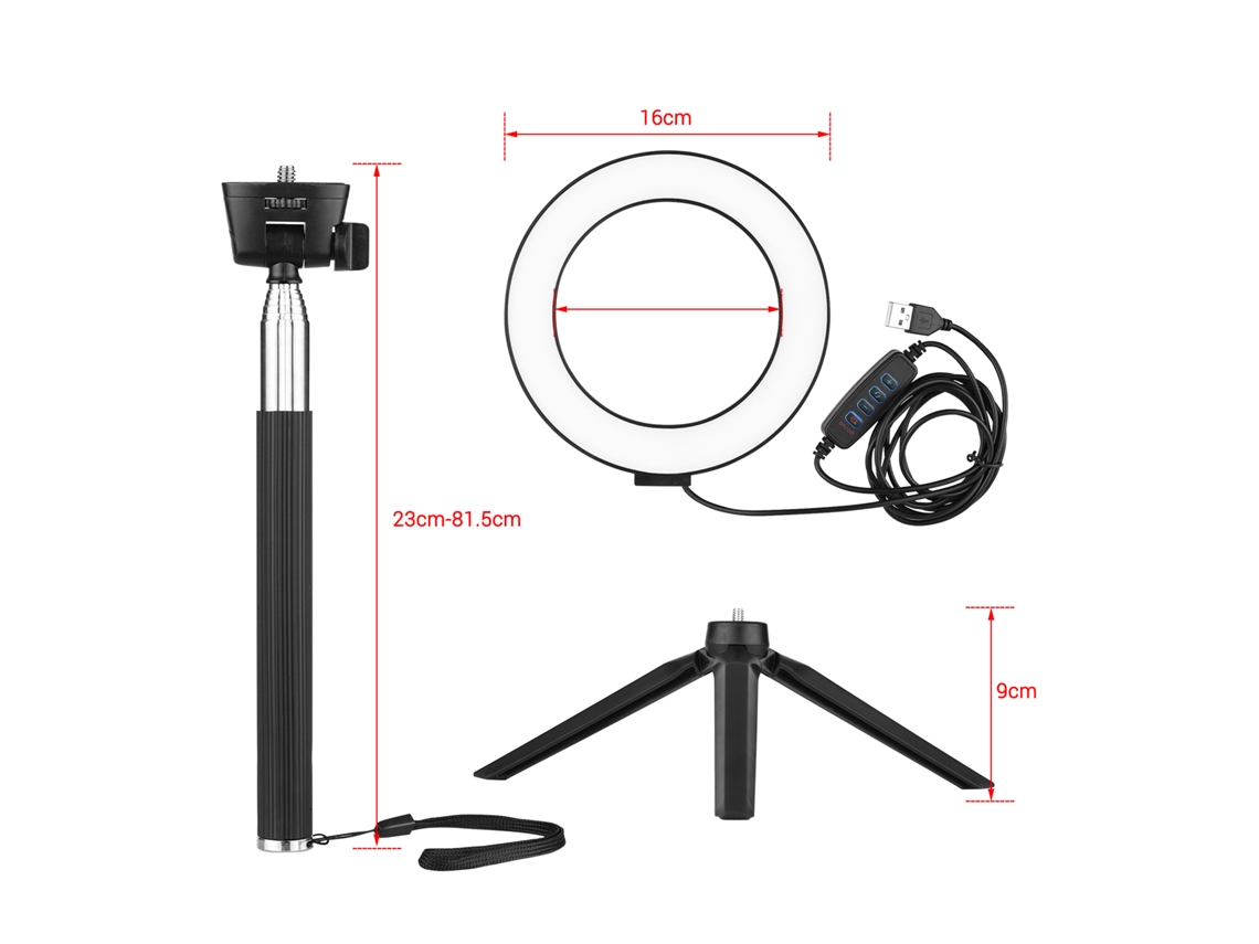 2026 luz de Anel Led com Suporte, Luz de Preenchimento Usb, Luz Led Mini para Fotografia e Selfies