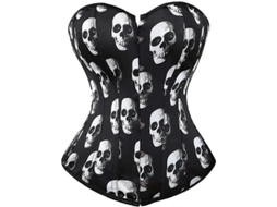 _corset Overbust Plus Size Gótico de Seda com Fios de Calcinha para Mulheres Shapewear