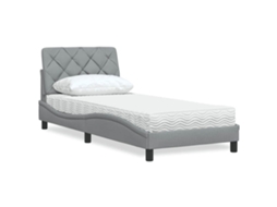 Vidaxl Cama Com Colchão 90x190 Cm Tecido Cinzento-claro