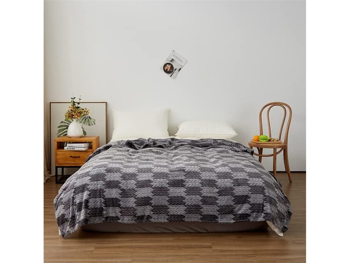Manta de Flanela Supermacia para Cama Sofá e Escritório Colcha Veludo Tingido com Fios Quentes Xadrez Listr