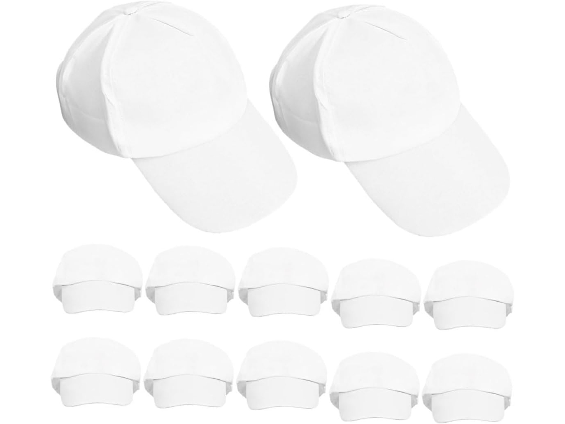 Conjunto De 12 Bonés De Beisebol Brancos Em Branco Para Meninos E Meninas, De Algodão, Para Pintar.
