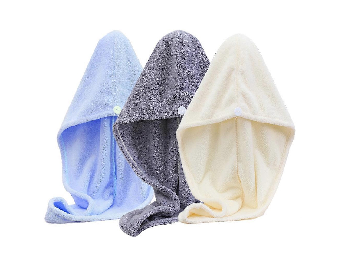 Conjunto De 3 Toalhas De Cabelo De Microfibra, Absorventes E De Secagem Rápida. VONKELIOS