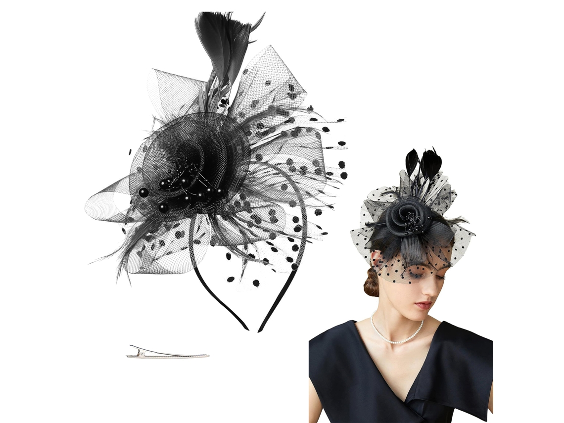 Laxiscreed Acessório De Cabelo Floral Preto Com Penas Para Casamento, Festivais E Eventos Especiais