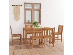 Vidaxl Conjunto De Jantar De Jardim Com 7 Peças, 150x90 Cm, Madeira De Teca Maciça