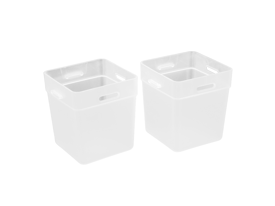 2 Caixas de Armazenamento de Escritório Branco Mate Empilháveis e Combináveis para Meias, Roupa Interior e Pequenos Artigos