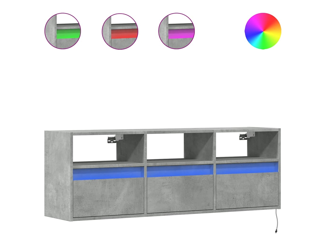 Móvel de Parede com Luzes Led Cinzento Cimento MAISON EXCLUSIVE (130x31x45 cm)
