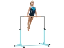 Barre Fixe De Gymnastique Pour Enfant, Hauteur Réglable 13 Niveaux De 92-150 Cm, En Acier Et Bois En Hêtre, Cyan