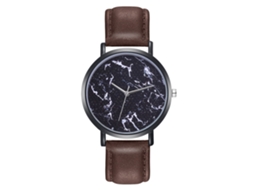 Reloj De Cuarzo Unisex De Moda Clásico Con Correa De Cuero Pu Dial Redondo Casual Café