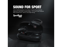 Auriculares Inalámbricos Oraimo Sportbuds Bt5.0 Con Estuche de Carga, 500 Mah, Color Negro.