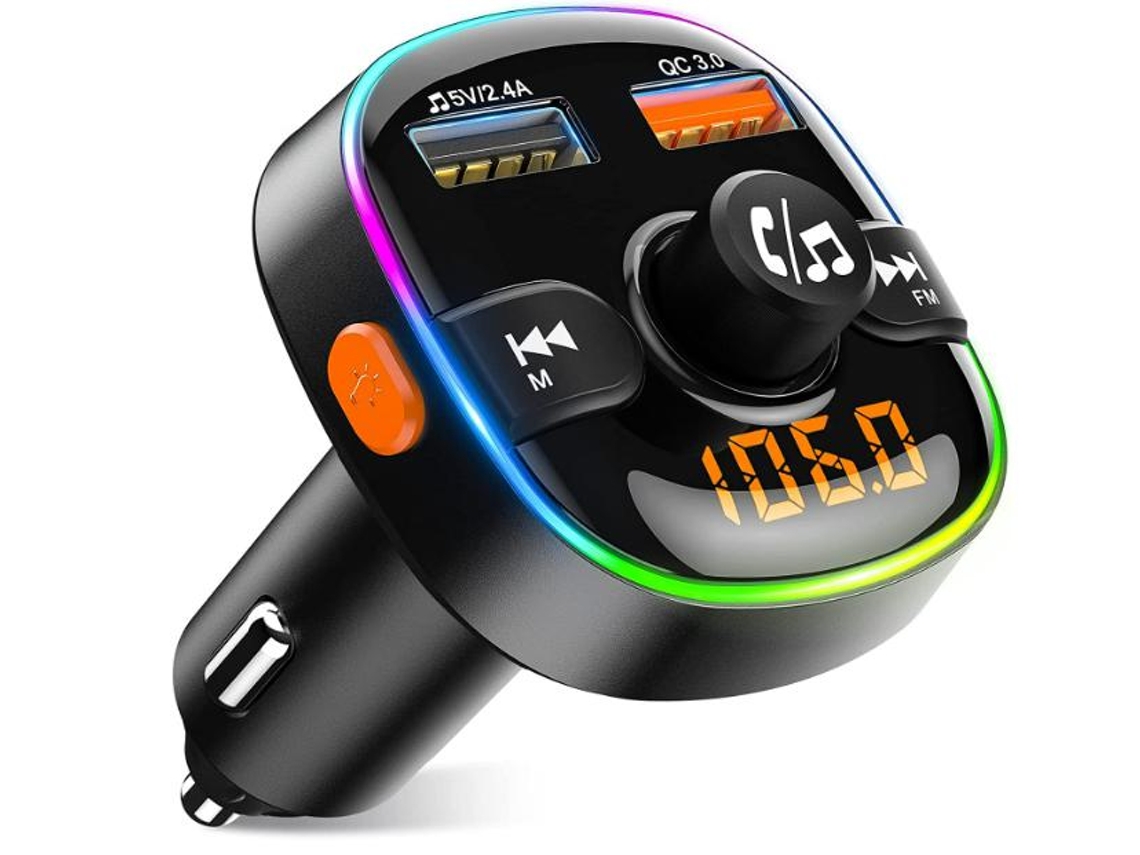 Transmissor Fm Bluetooth Yizhood Bc52 7 Cores Dual Usb Tf/usb Preto