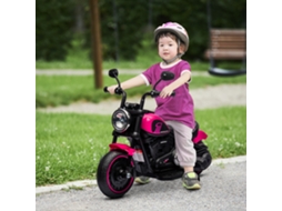 Motocicleta Elétrica 6v Para Crianças Com Farol E Rodas Auxiliares Removíveis, 76x42x57cm, Rosa