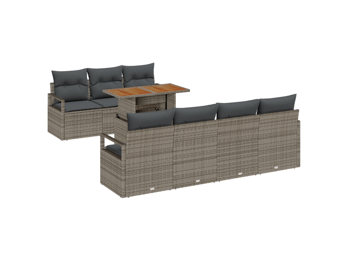 Conjunto 8 Conjunto De Sofá De Jardim Vidaxl Cinzento Vime Pe (100 X 55 X 73 Cm)