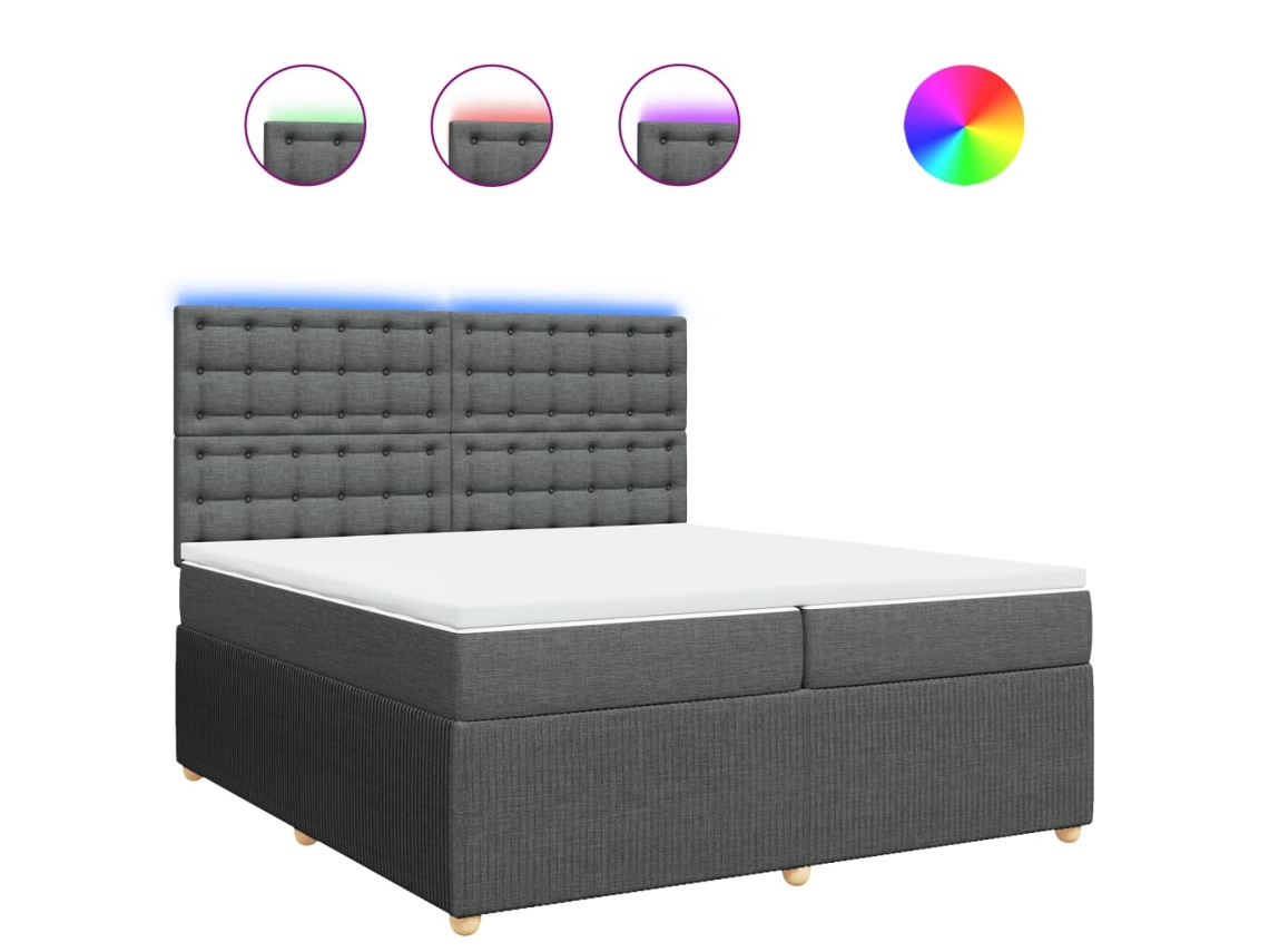 Box Spring Bed, Box Spring Beds Vidaxl Cinzeto Tecido (200 X 200 Cm)