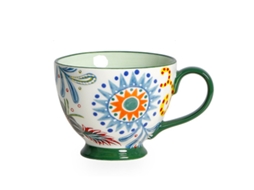 Caneca de Cerâmica Pintada À Mão Padrão Floral 450Ml Grande Caneca para Leite Café Cappuccino Chá Cacau Aveia de Café Da Manhã NEVEANCE