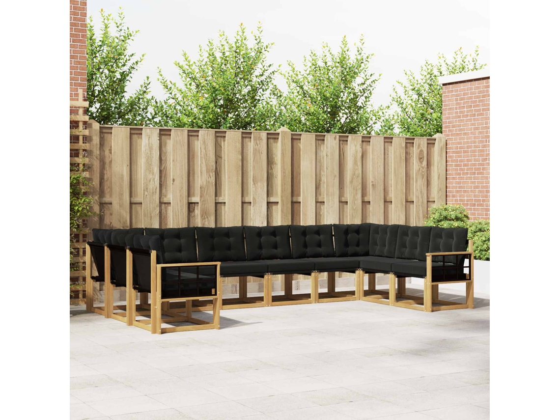 Vidaxl Conjunto De Sofás Para Exterior 10 Unid. Branco E Preto