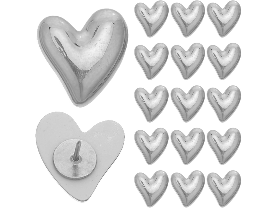 Pins de papelão Stobaza em formato de coração, com acabamento galvanizado, pacote com 30 unidades, Feitos