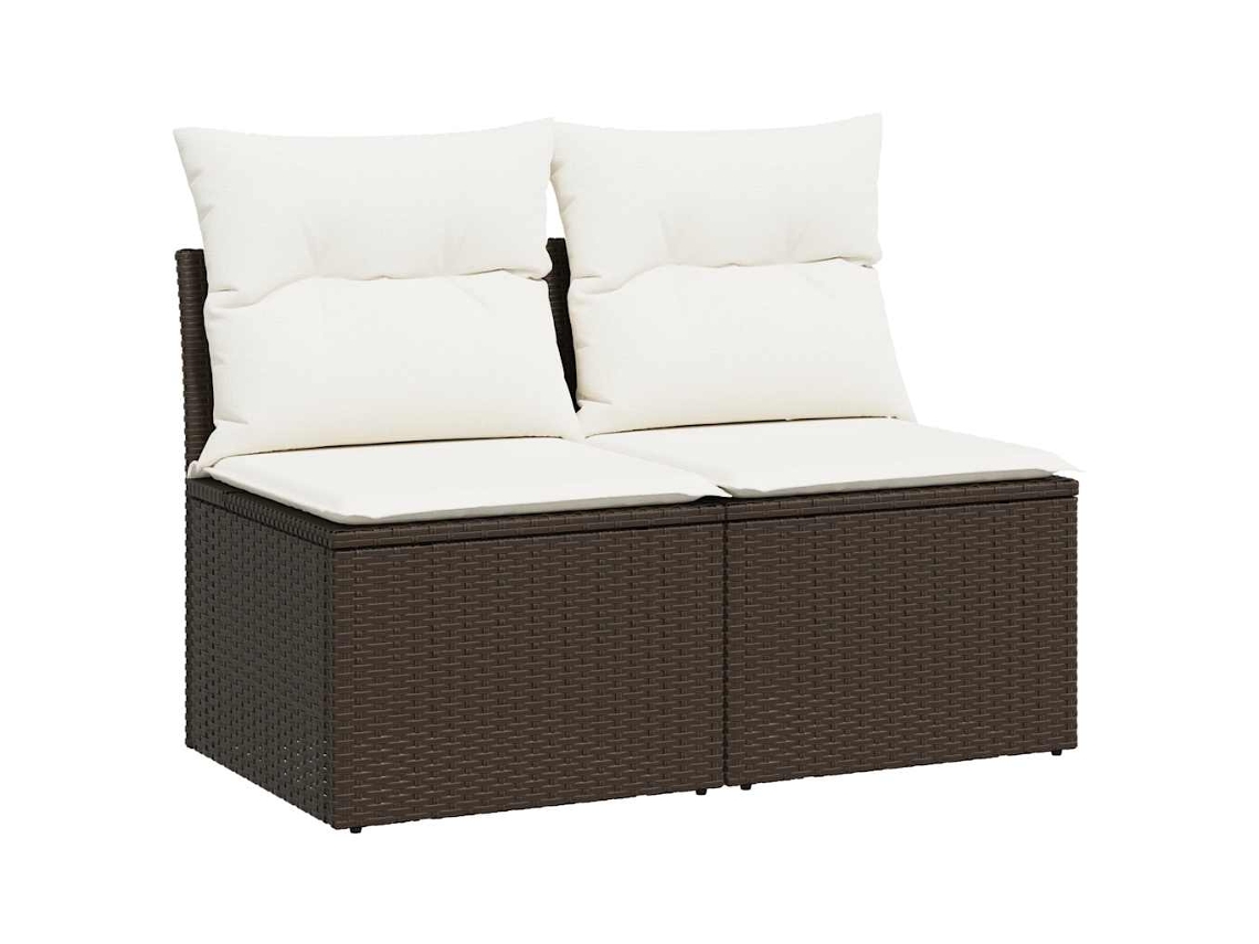 Conjunto de 2 Sofás de Jardim com Almofadões Vime Pe/acácia Castanho MAISON EXCLUSIVE