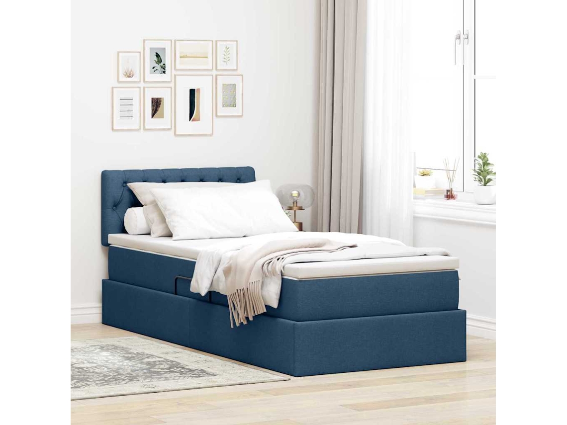 Vidaxl Cama com Arrumação e Colchão com Colchão Azul 90 X 200 Cm