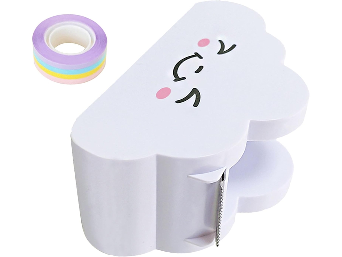 Dispensador de fita adesiva Hemoton com design diferenciado, multifuncional, 1 unidade, plástico branco, fácil de limpar.