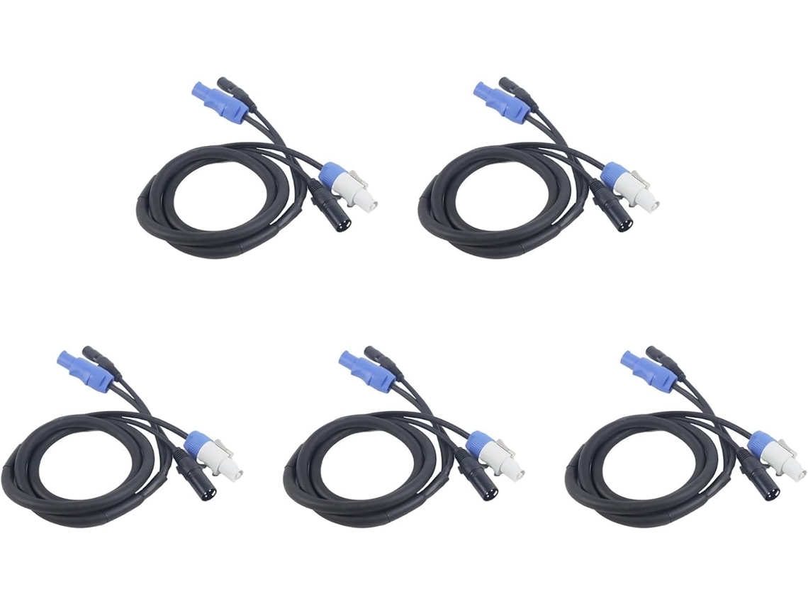 Cabo Combinado Powercon 5x com Plugue Xlr e Sinal de Linha para Transporte SFUSHOS
