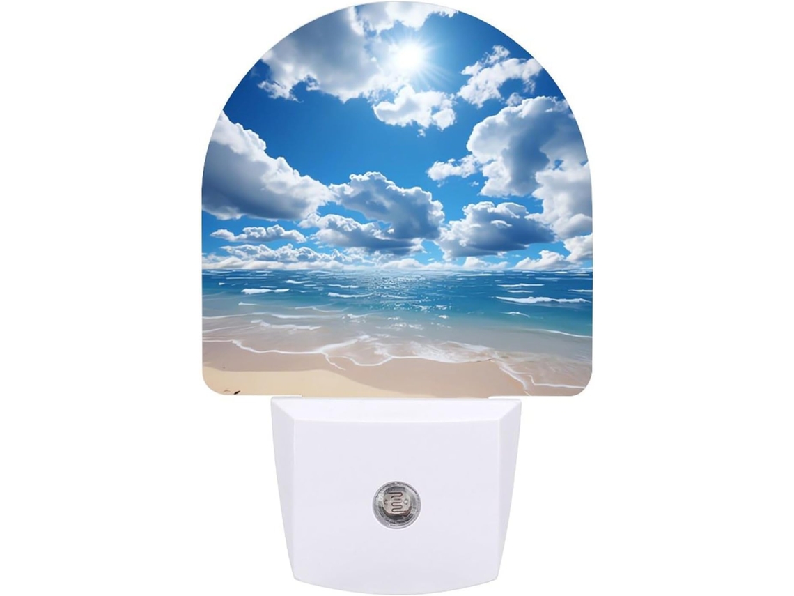 Luminária De Parede Quarto, Banheiro, Corredor, Luz Noturna, Com Impressão De Oceano E Nuvens Brancas, Com Sensor