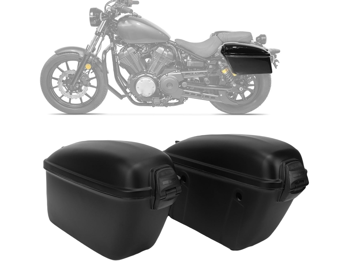 Alforjes Rígidos Universais Para Motocicleta, 22 Litros, Com Trava, Em Abs Resistente À Água, Preto Fosco, Compatíveis