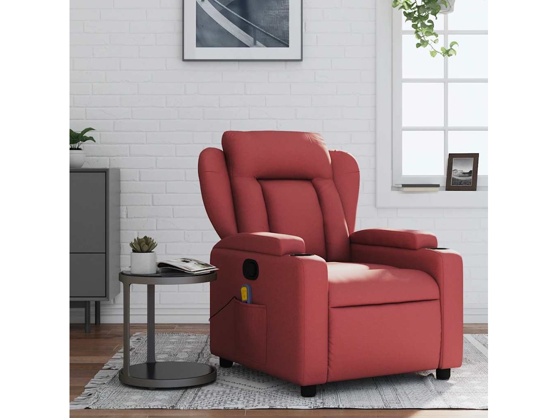 Poltrona de Sala HARLANV1 reclinável, Veludo Vermelho Tinto