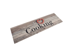 Vidaxl Tapete De Cozinha Lavável 45x150 Cm Veludo Padrão Cooking Cinza
