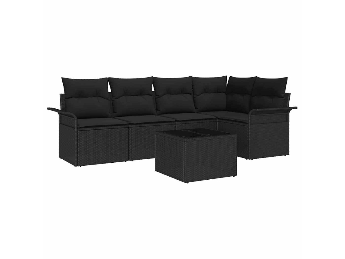 Maison Exclusive - Conjunto De Sofá De Jardim 6 Unid. Preto Vime Pe