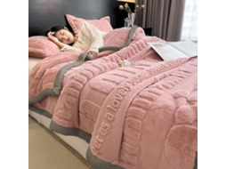 Manta de Lã Coral Quentinha para Outono e Inverno Veludo Jacquard com Letras Macia Felpuda, Macio, Quente, Ide