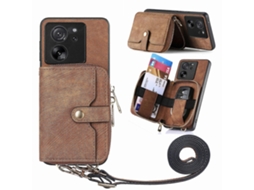 Capa Carteira Multifuncional Com Zíper E Alça Transversal Para Xiaomi Redmi Note 13
