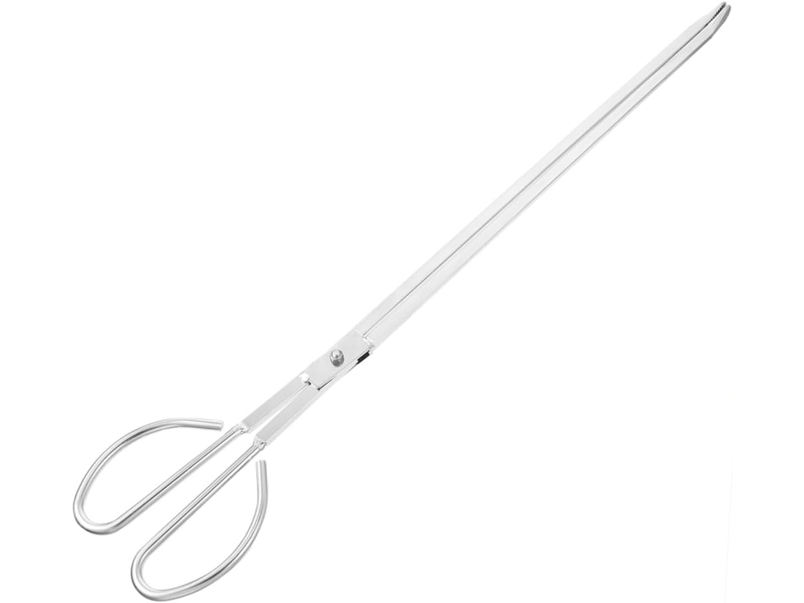 Pinça De Aço Inoxidável, Pinça Resistente Para Churrasco E Lareira, Cabo Longo, Anti Escaldante, Utensílio Portátil Para