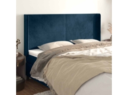 Vidaxl Cabeceira Cama C/ Abas Veludo 183x16x118/128 Cm Azul-escuro