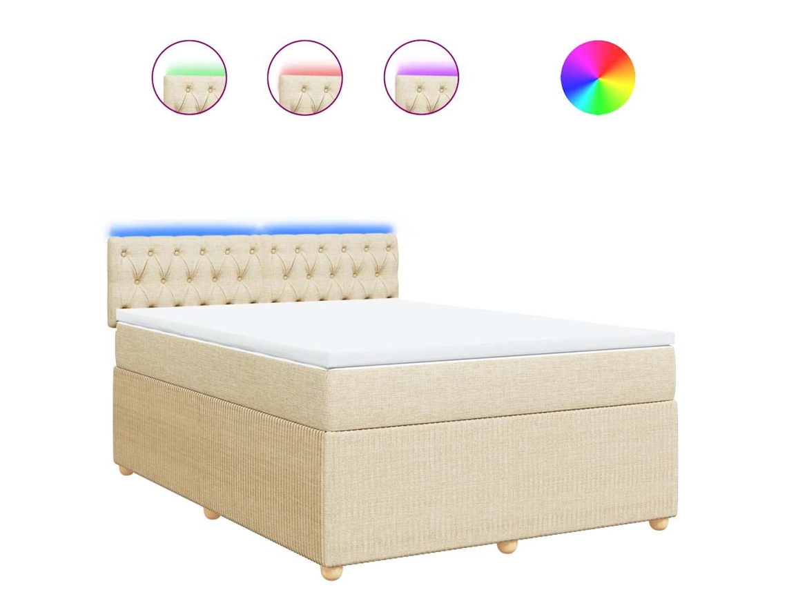 Box Spring Bed, Box Spring Beds Vidaxl Creme Tecido (140 X 200 Cm)