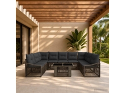 Vidaxl Conjunto De Sofá De Jardim 10 Unid. Cinza E Cinza Escuro