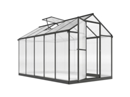 Estufa de jardim de alumínio com policarbonato 303x183x195cm com janelas ajustáveis | S/MARCA