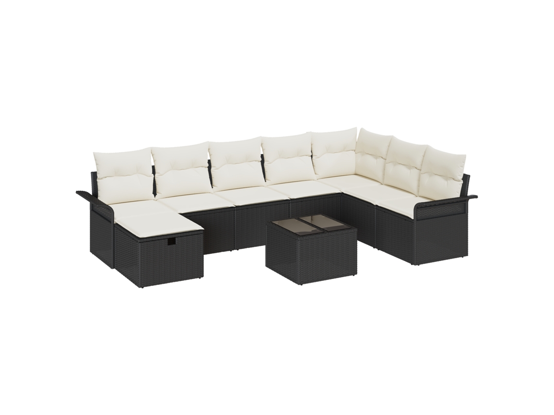 Conjunto 9 Assentos Exteriores Vidaxl Castanho Vime Pe (55 X 55 X 37 Cm)