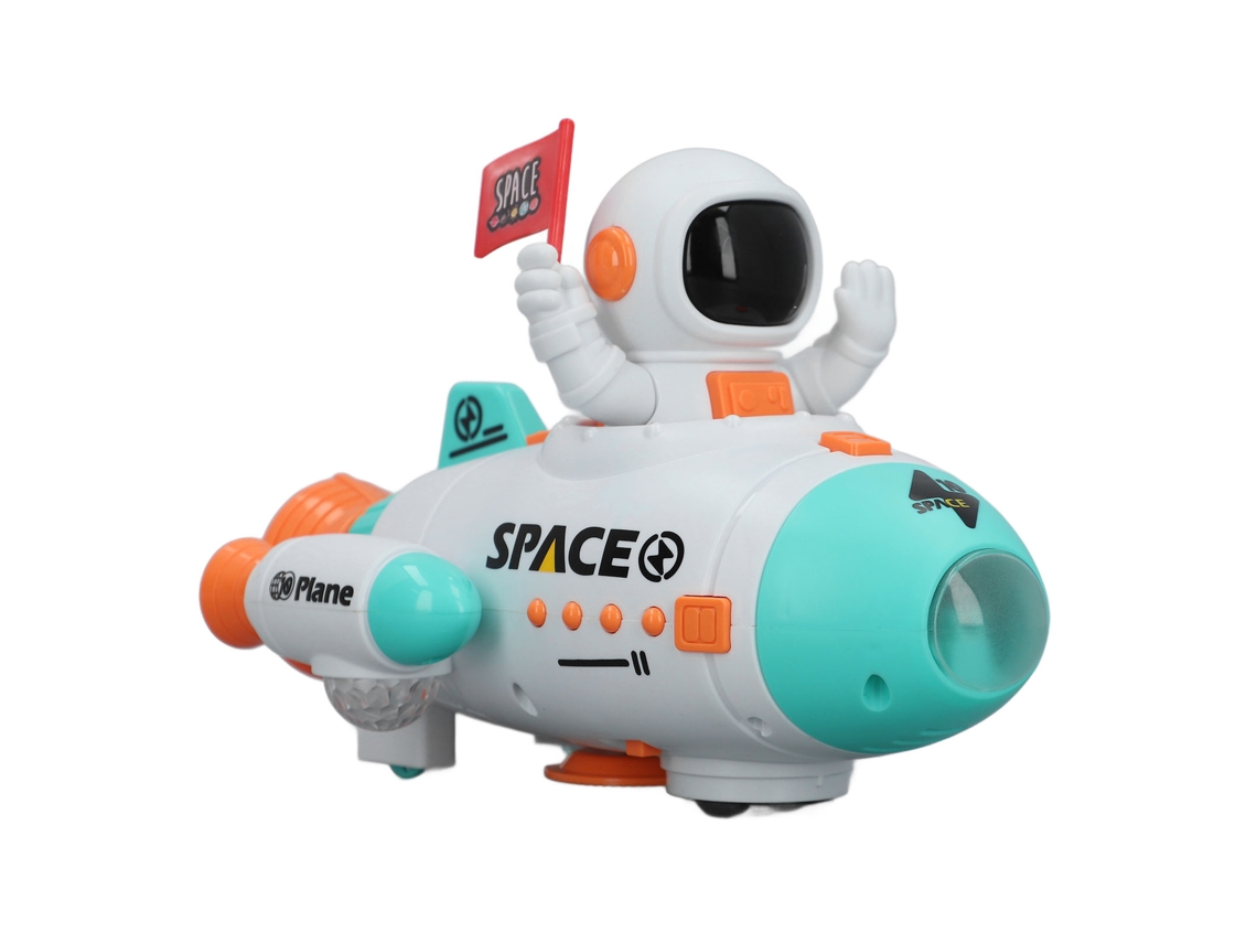 Brinquedo Ônibus Espacial Astronauta Rotação 360 Graus Luz E Som Efeito Lançamento Azul