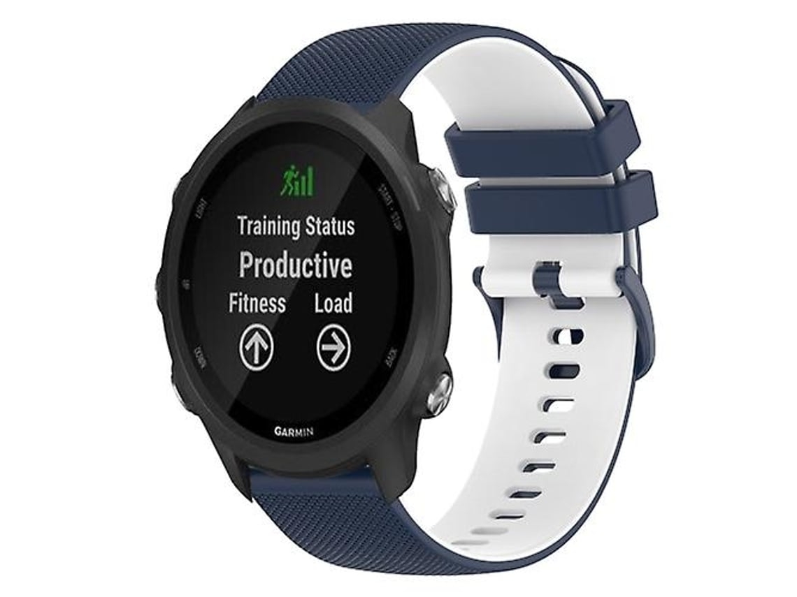 Pulseira Garmin Forerunner 245 Music De 20 Mm, Silicone Xadrez Bicolor, Azul Escuro E Branco