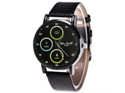 Relógio de pulso Zhoulianfa Black Quartz para homens e mulheres com pulseira de couro PU