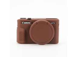 Capa CHRUI para Canon Powershot G7 X Mark Ii Silicone com Tampa da Lente Castanho