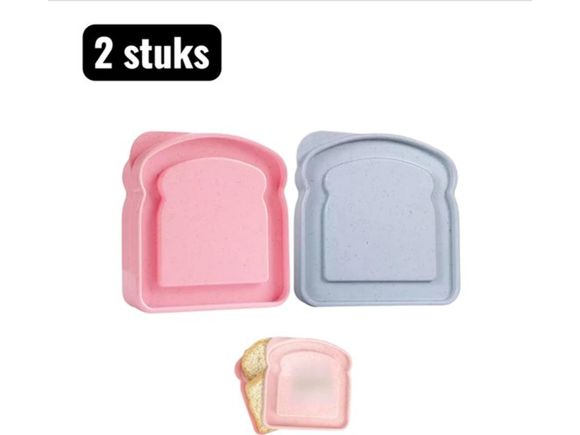 2 Caixas Para Pão/almoço - Compactas - Para Escola E Trabalho - Para Saladas E Frutas - Rosa E Azul