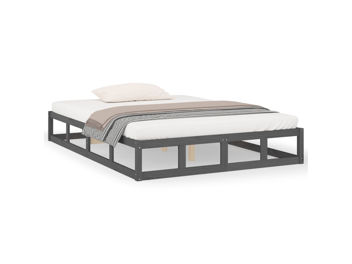 Estrutura de Cama King Madeira Maciça Cinzento MAISON EXCLUSIVE (150x200 cm)