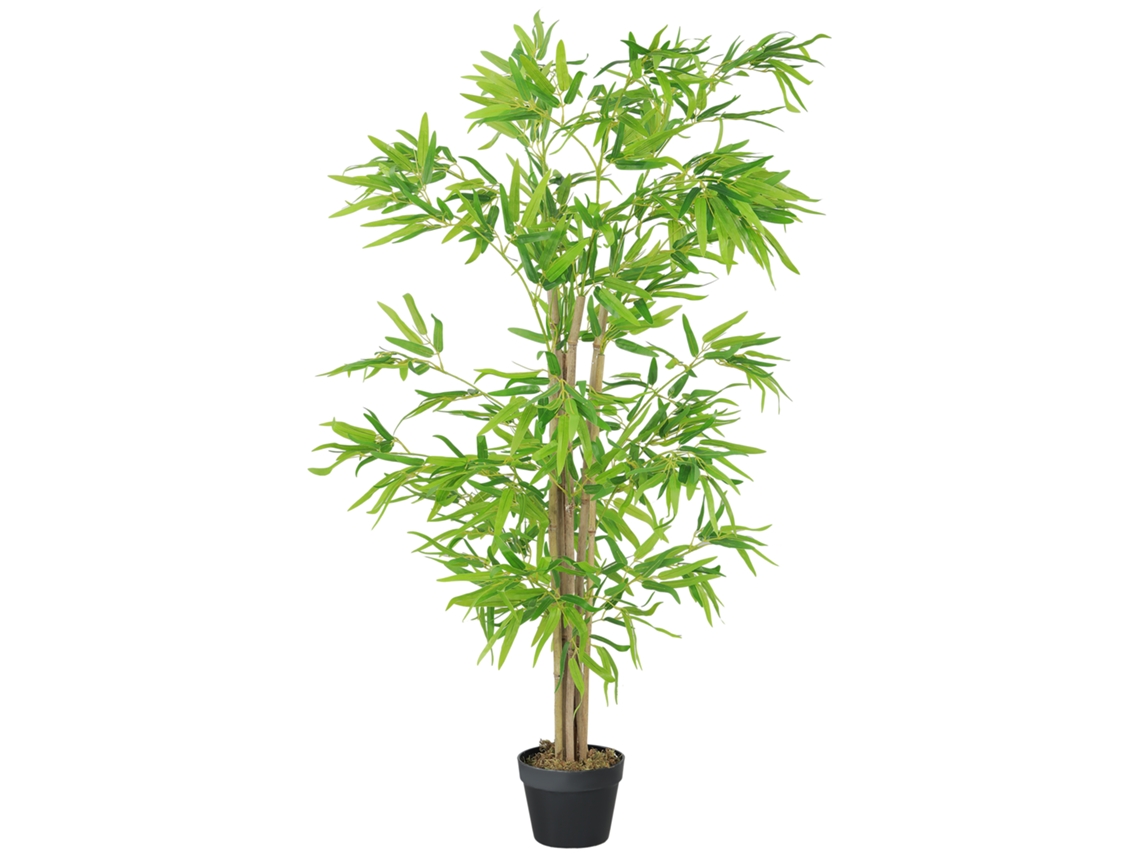 Planta de bambu artificial grande de 150 cm, plantas artificiais em copos de plástico, planta de bambu artificial com musgo artificial Ehstmind