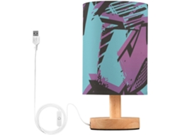 Luminária De Cabeceira Geométrica Urbana Frodotgv Com Padrão Abstrato Caótico Para Crianças, Com Porta Usb Para Leitura
