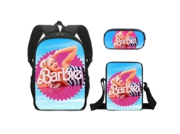 Conjunto Mochila Infantil 3 Peças, Feminina, Desenho Animado, Aulas, Bolsa Ombro, Inclui Estojo