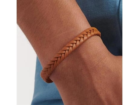 Bracelete Ondulado Em Similicouro Marrom Para Homem Srp74 Sagapõ