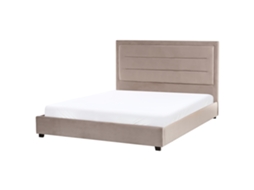 Cama Beliani Rouen De Terciopelo Beige 168x214x112