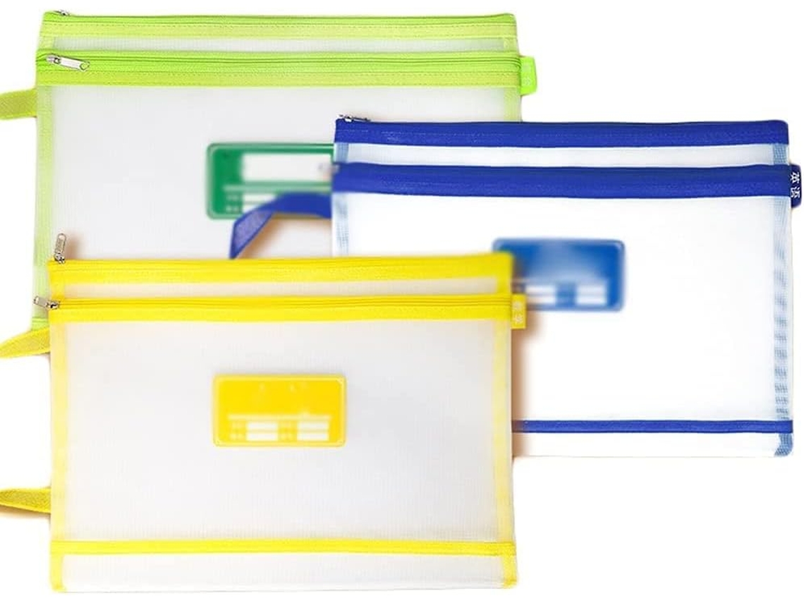 Conjunto de 10 Pastas Duplas Transparentes para Documentos Estudantis, com Bolsos Organizadores por Matéria, e