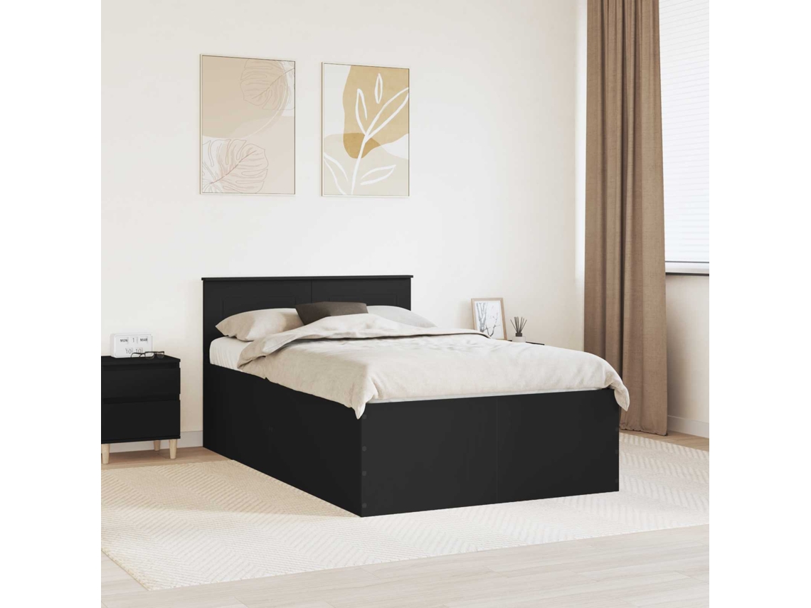 Vidaxl Estrutura Da Cama Preto 135 X 190 Cm Derivados De Madeira